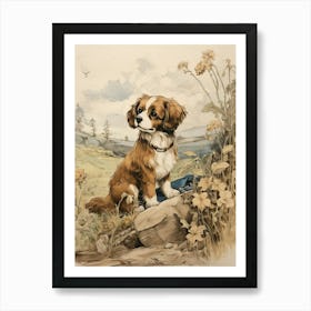 Storybook Animal Watercolour Dog Art Print