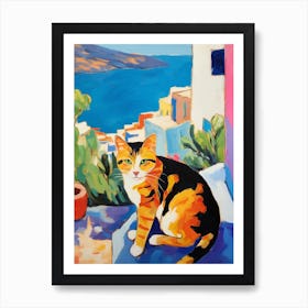 Painting Of A Cat In Crete Greece 2 Art Print