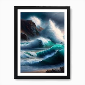 Crashing Waves Landscapes Waterscape Crayon 1 Art Print