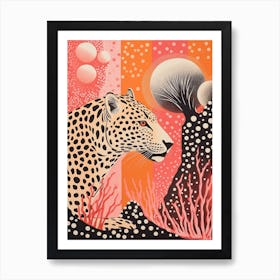 Cheetah Pink & Orange 2 Art Print