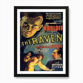 Boris Karloff And Bela Lugosi, Raven, Movie Poster Art Print