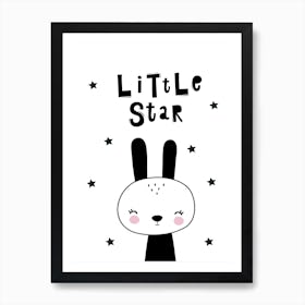 Scandi Little Star Black Bunny Art Print