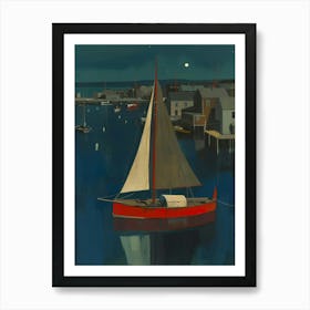 Sailboat At Night 1 Art Print