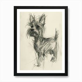 Yorkshire Terrier Charcoal Line 2 Art Print