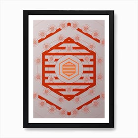 Geometric Abstract Glyph Circle Array in Tomato Red n.0057 Art Print