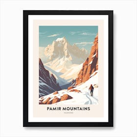 Vintage Winter Travel Poster Pamir Mountains Tajikistan 2 Art Print