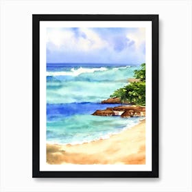 Bathsheba Beach, Barbados Watercolour Art Print