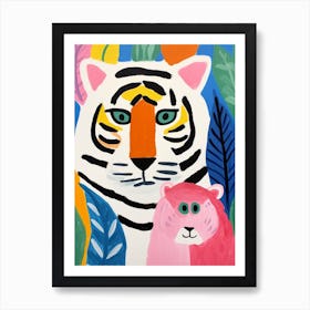 Colourful Kids Animal Art Siberian Tiger 4 Art Print