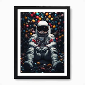 Astronaut In Ball Bath Art Print