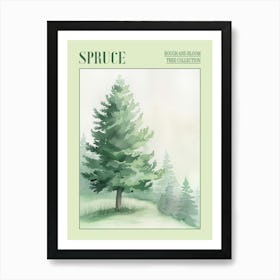 Spruce Tree Atmospheric Watercolour Painting 1 Poster Art Print