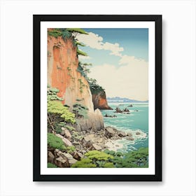 Tojinbo Cliffs In Fukui, Ukiyo E Drawing 2 Art Print