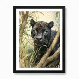 Storybook Animal Watercolour Panther 3 Poster