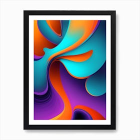 Abstract Colorful Waves Vertical Composition Art Print