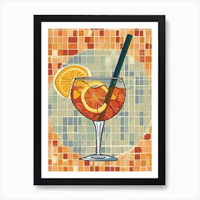 Cocktail On A Tile Background Art Print