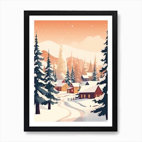 Vintage Winter Travel Illustration Lapland Finland 4 Art Print