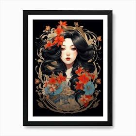 Geisha Japanese Style Illustration 6 Art Print