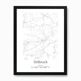 Delbruck,Germany Minimalist Map Art Print