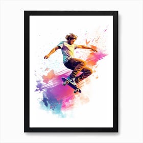 Skateboarding In Sydney, Australia Gradient Illustration 3 Art Print