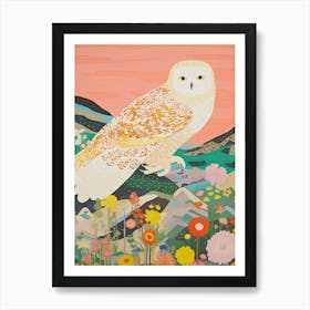 Maximalist Bird Painting Snowy Owl 2 Art Print