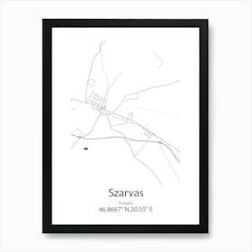 Szarvas,Hungary Minimalist Map Art Print