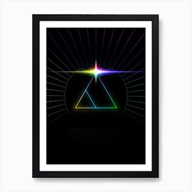 Neon Geometric Glyph in Candy Blue and Pink with Rainbow Sparkle on Black n.0272 Art Print