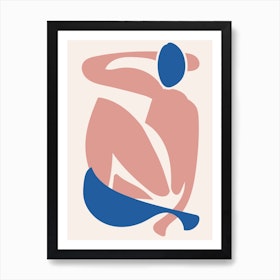 Deconstructed Blue And Pink Figure Art Print