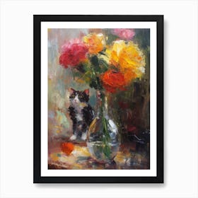 Rose With A Cat 3 Art Print