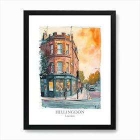 Hillingdon London Borough   Street Watercolour 3 Poster Art Print