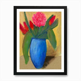 Flowers In Blue Vase Art Print