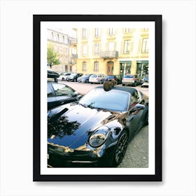 The Cat and Porsche 911 Targa Art Print