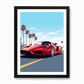 A Ferrari Enzo In The French Riviera Car Illustration 2 Art Print