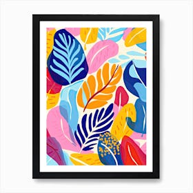 Tropical Leaves Seamless Pattern, Inspired by Matisse Art Print