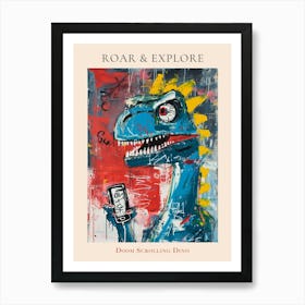 Abstract Graffiti Style Dinosaur On A Smart Phone 1 Poster Art Print