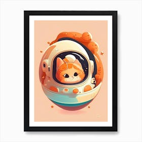 Cosmonaut Kawaii Kids Space Art Print
