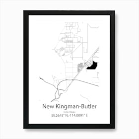 New Kingman Butler,United States Minimalist Map Art Print