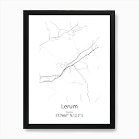 Lerum,Sweden Minimalist Map Art Print