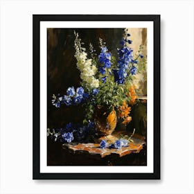 Baroque Floral Still Life Delphinium 2 Art Print