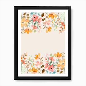 Watercolor Floral Frame Art Print