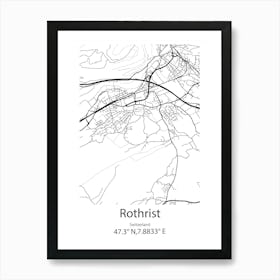 Rothrist,Switzerland Minimalist Map Art Print