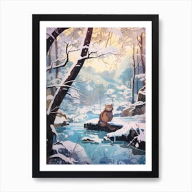 Winter Otter Illustration Art Print