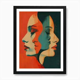 Three Women'S Faces Art Print