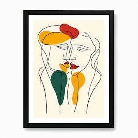 Whispers in Color: Minimalist Line Art with Abstract Expressionism Artwork Art Print