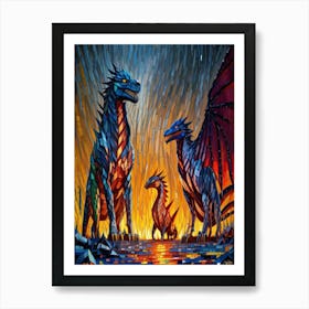 Dragons At Sunset 1 Art Print