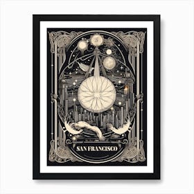 San Francisco, United States, Tarot Card Travel  Line Art 3 Art Print