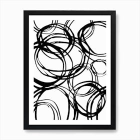 Black And White Circles Minimal Abstract Art Print