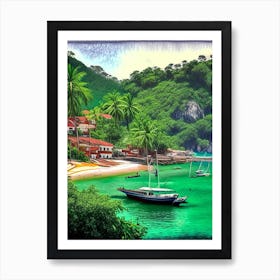 Angra Dos Reis Brazil Soft Colours Tropical Destination Art Print