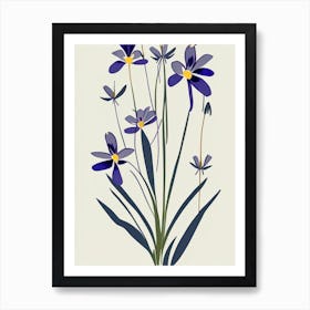 Spiderwort Wildflower Modern Muted Colours 1 Art Print