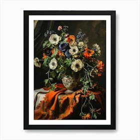 Baroque Floral Still Life Anemone 2 Art Print