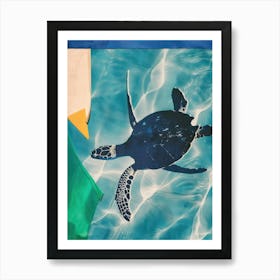Sea Turtle 1 Cut Out Collage Art Print