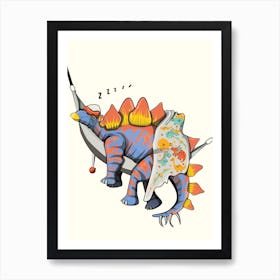 Dinosaur Stegosaurus In Bed Art Print